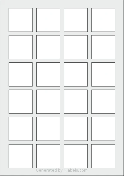 Herma® 9642 template with 24 square 40 x 40 millimeter labels per sheet, on A4-size adhesive blank label sheets.