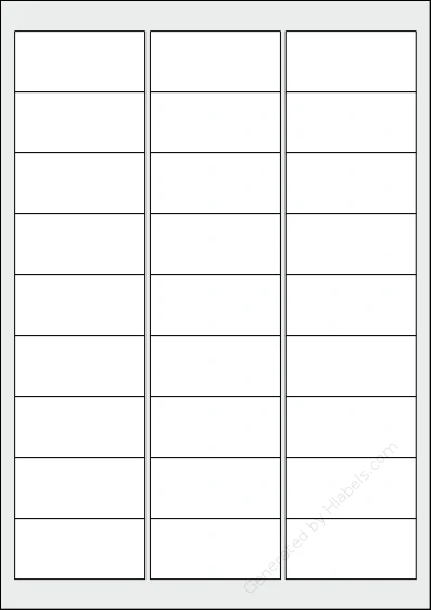 Herma® 4513 template with 27 rectangular 63.5 x 29.633 millimeter labels per sheet, on A4-size adhesive blank label sheets.