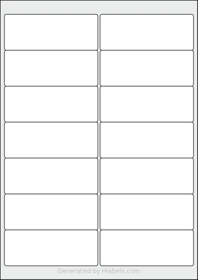 iSOUL® LP14 template with 14 rectangular 99.1 x 38.1 millimeter labels per sheet, on A4-size adhesive blank label sheets.
