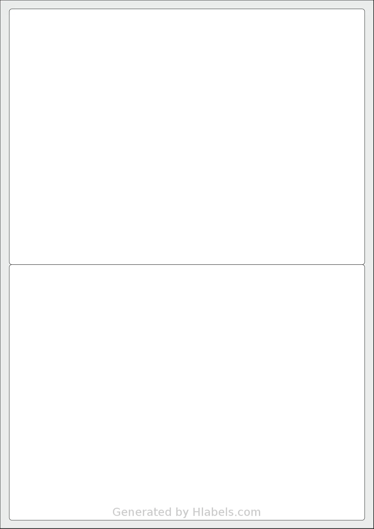 iSOUL® LP2 template with 2 rectangular 199.6 x 143.5 millimeter labels per sheet, on A4-size adhesive blank label sheets.