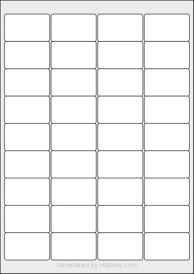 iSOUL® LP36 template with 36 rectangular 48.9 x 29.6 millimeter labels per sheet, on A4-size adhesive blank label sheets.