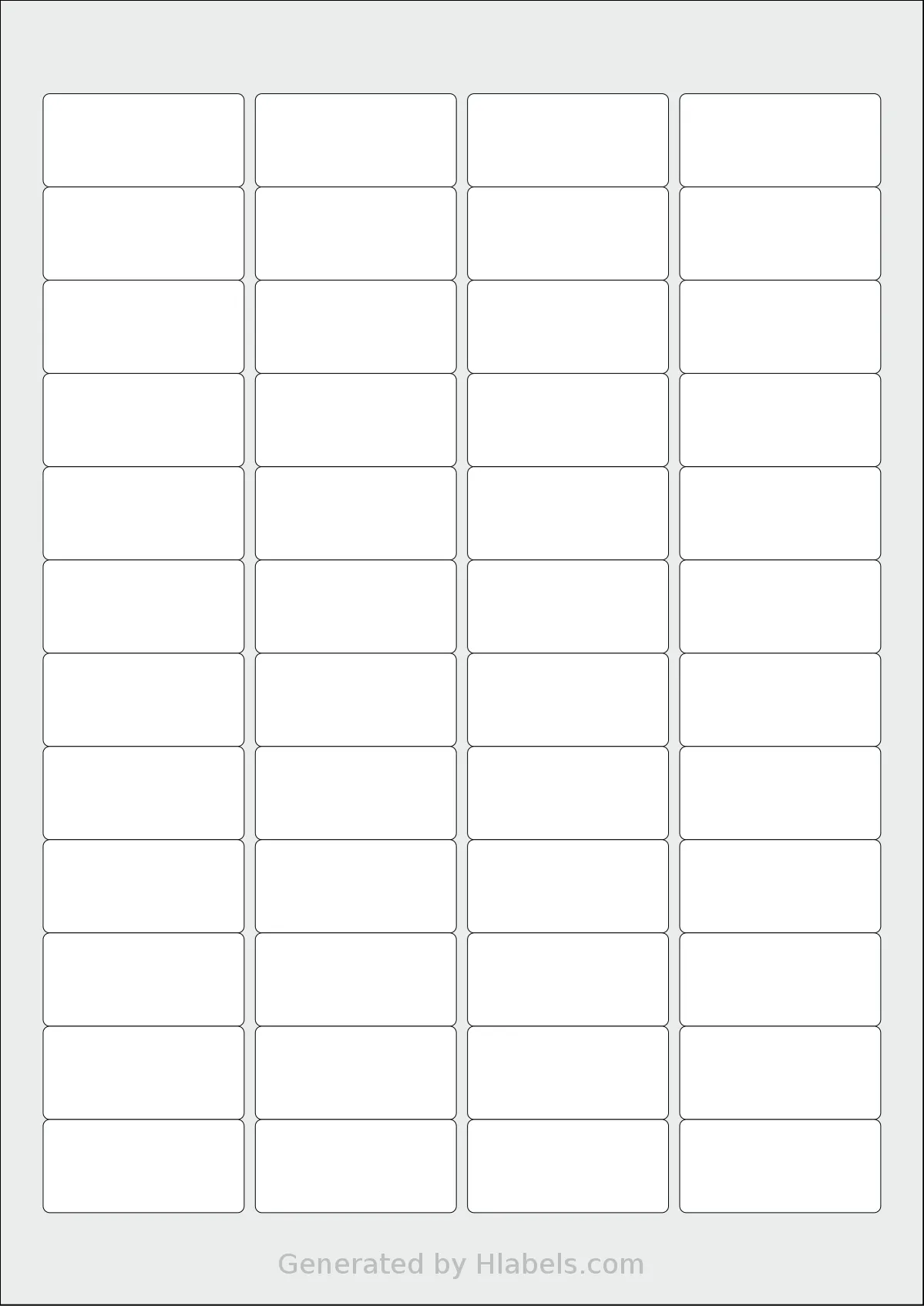 iSOUL® LP48 template with 48 rectangular 45.7 x 21.2 millimeter labels per sheet, on A4-size adhesive blank label sheets.