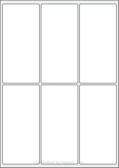 LabelLine® LL-40037 template with 6 rectangular 65 x 140 millimeter labels per sheet, on A4-size adhesive blank label sheets.