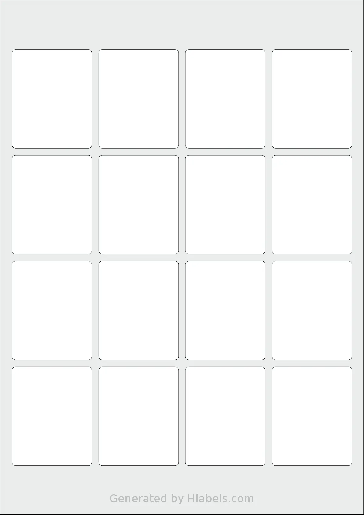 LabelLine® LL-40256 template with 16 rectangular 46 x 57 millimeter labels per sheet, on A4-size adhesive blank label sheets.