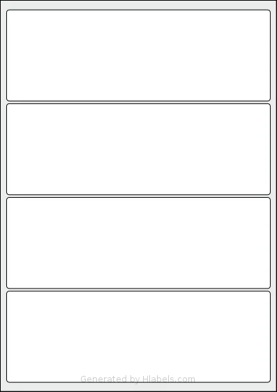 LabelLine® LL-40410 template with 4 rectangular 200 x 69 millimeter labels per sheet, on A4-size adhesive blank label sheets.