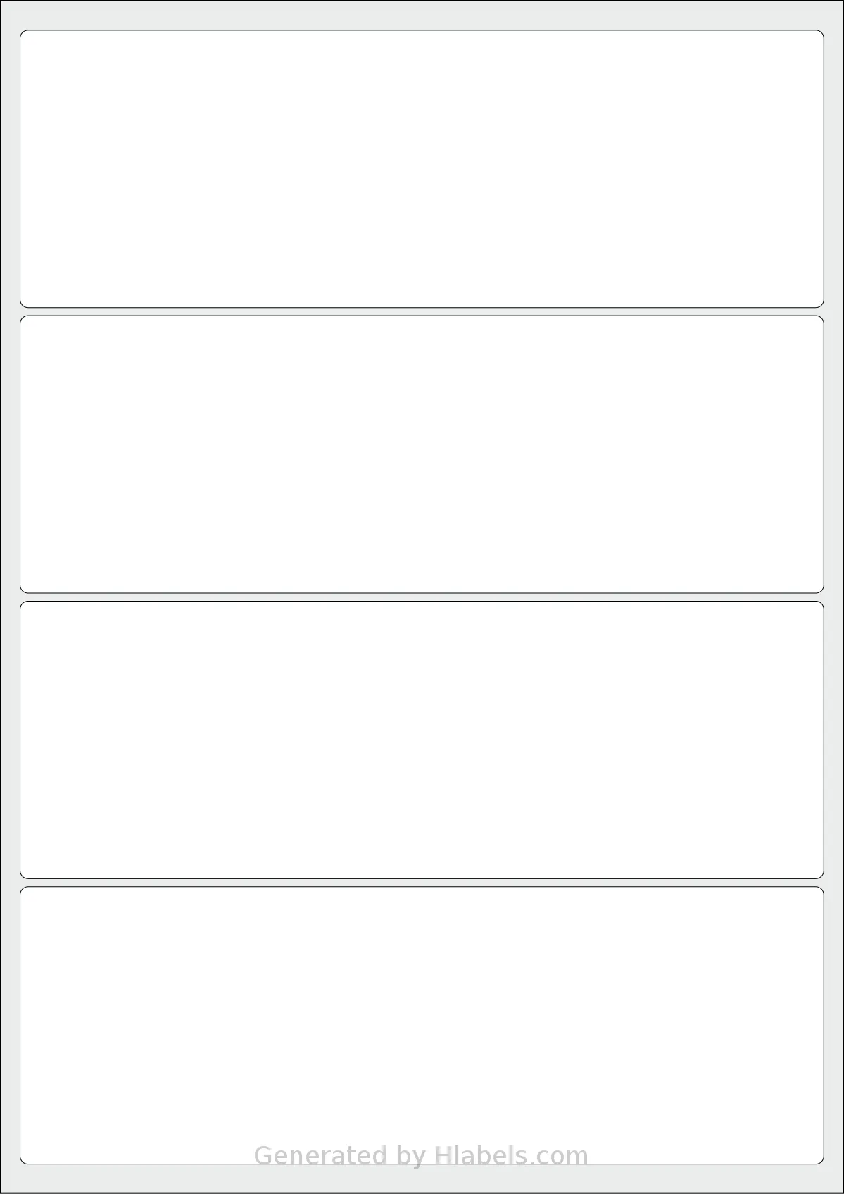 LabelLine® LL-40410 template with 4 rectangular 200 x 69 millimeter labels per sheet, on A4-size adhesive blank label sheets.