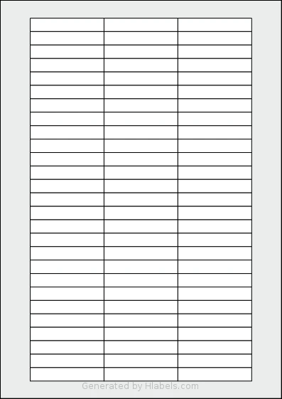 LabelLine® LL-40644 template with 81 rectangular 55 x 10 millimeter labels per sheet, on A4-size adhesive blank label sheets.