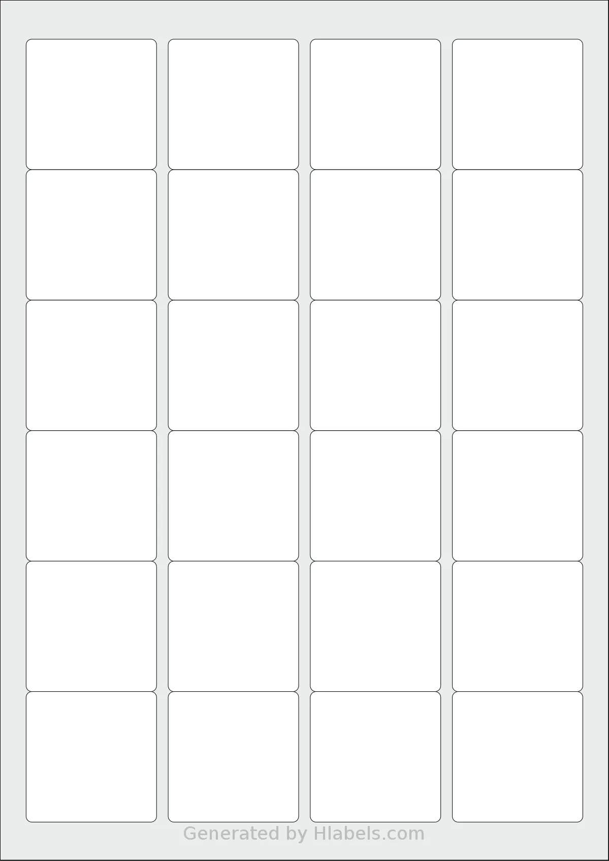 LabelLine® LL-40648 template with 24 square 45 x 45 millimeter labels per sheet, on A4-size adhesive blank label sheets.