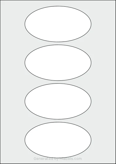 LabelLine® LL-40660 template with 4 oval 120 x 64.8 millimeter labels per sheet, on A4-size adhesive blank label sheets.