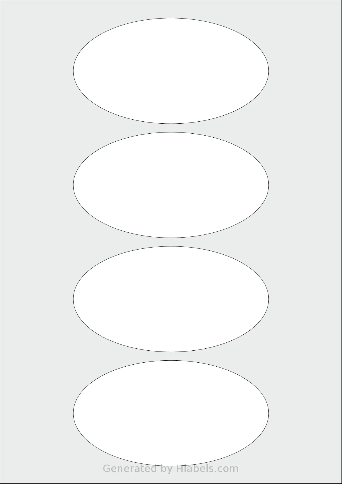 LabelLine® LL-40660 template with 4 oval 120 x 64.8 millimeter labels per sheet, on A4-size adhesive blank label sheets.