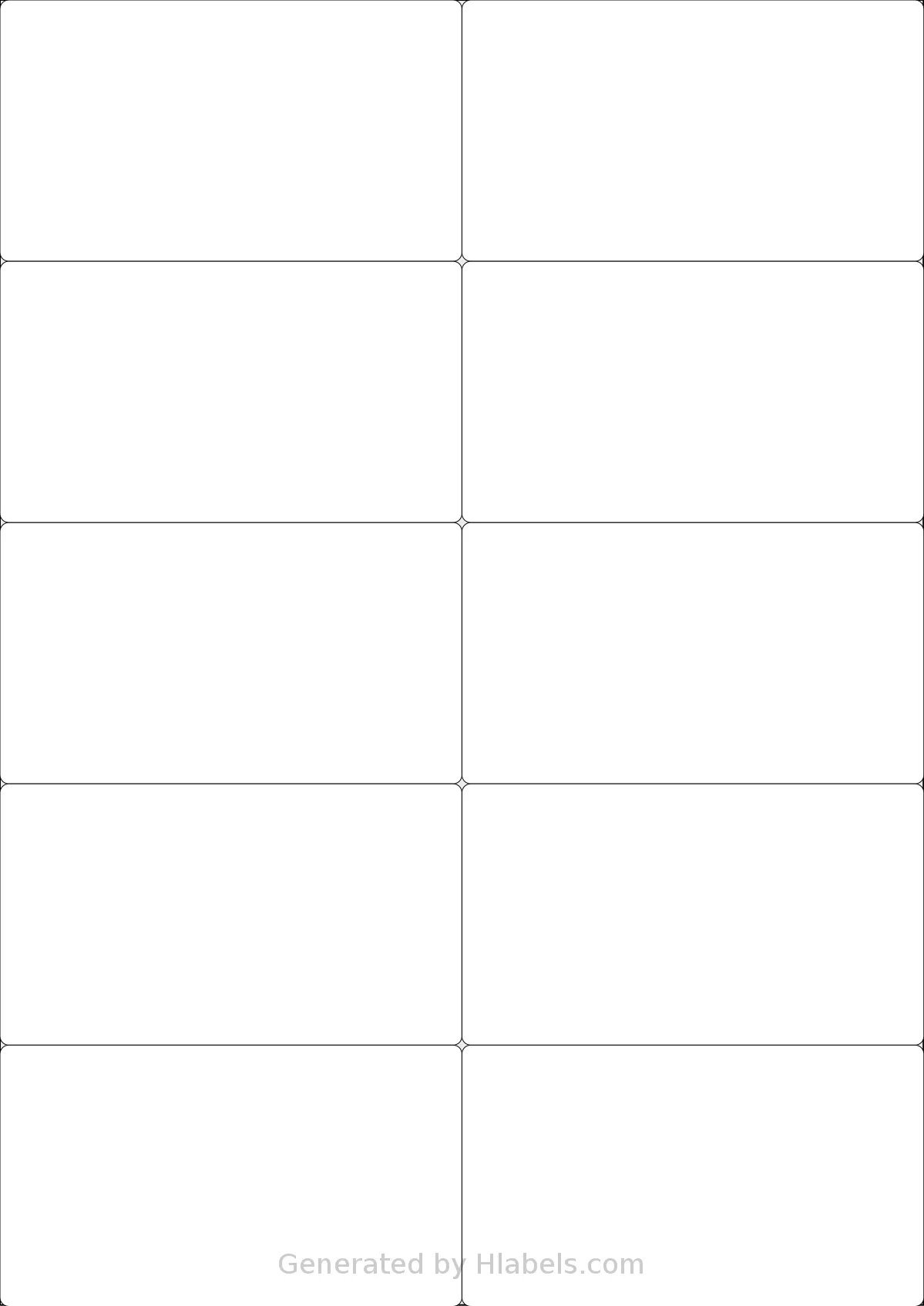 LabelPlanet® LP10-105 template with 10 rectangular 105 x 59.4 millimeter labels per sheet, on A4-size adhesive blank label sheets.