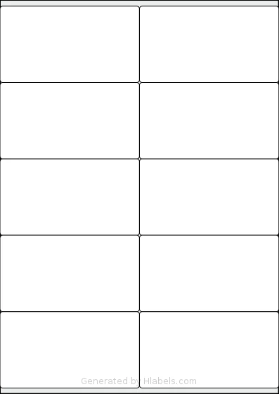 LabelPlanet® LP10-105S template with 10 rectangular 105 x 57.55 millimeter labels per sheet, on A4-size adhesive blank label sheets.