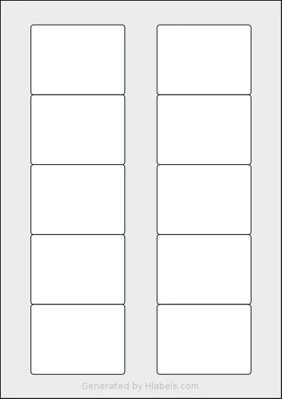 LabelPlanet® LP10-70 template with 10 rectangular 70 x 52 millimeter labels per sheet, on A4-size adhesive blank label sheets.