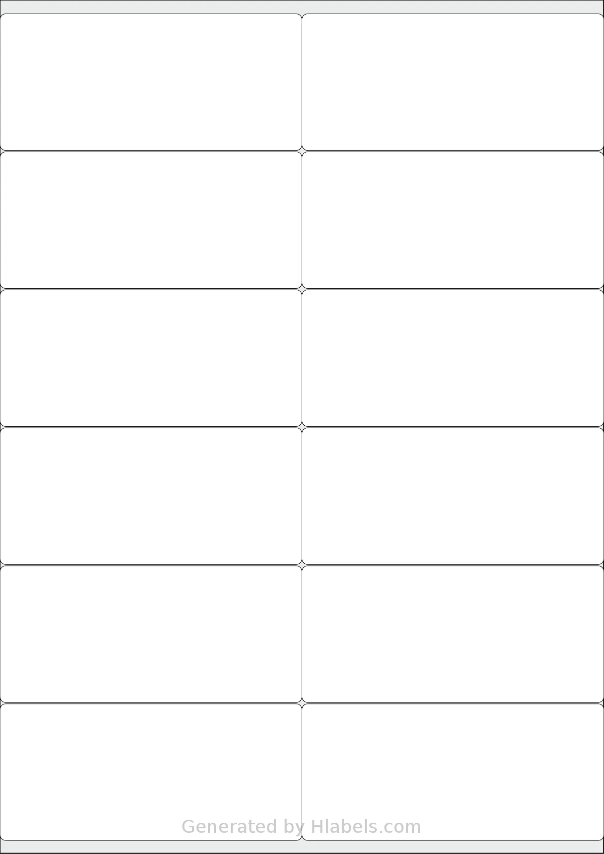 LabelPlanet® LP12-105S template with 12 rectangular 105 x 47.5 millimeter labels per sheet, on A4-size adhesive blank label sheets.