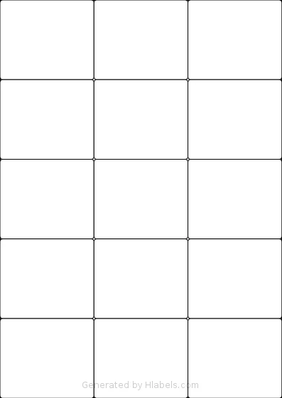 LabelPlanet® LP15-70 template with 15 rectangular 70 x 59.4 millimeter labels per sheet, on A4-size adhesive blank label sheets.