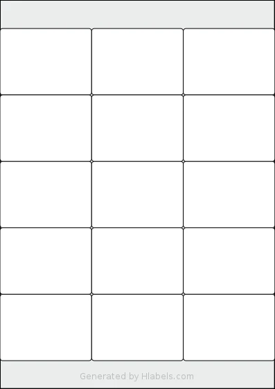 LabelPlanet® LP15-70S template with 15 rectangular 70 x 50.7 millimeter labels per sheet, on A4-size adhesive blank label sheets.