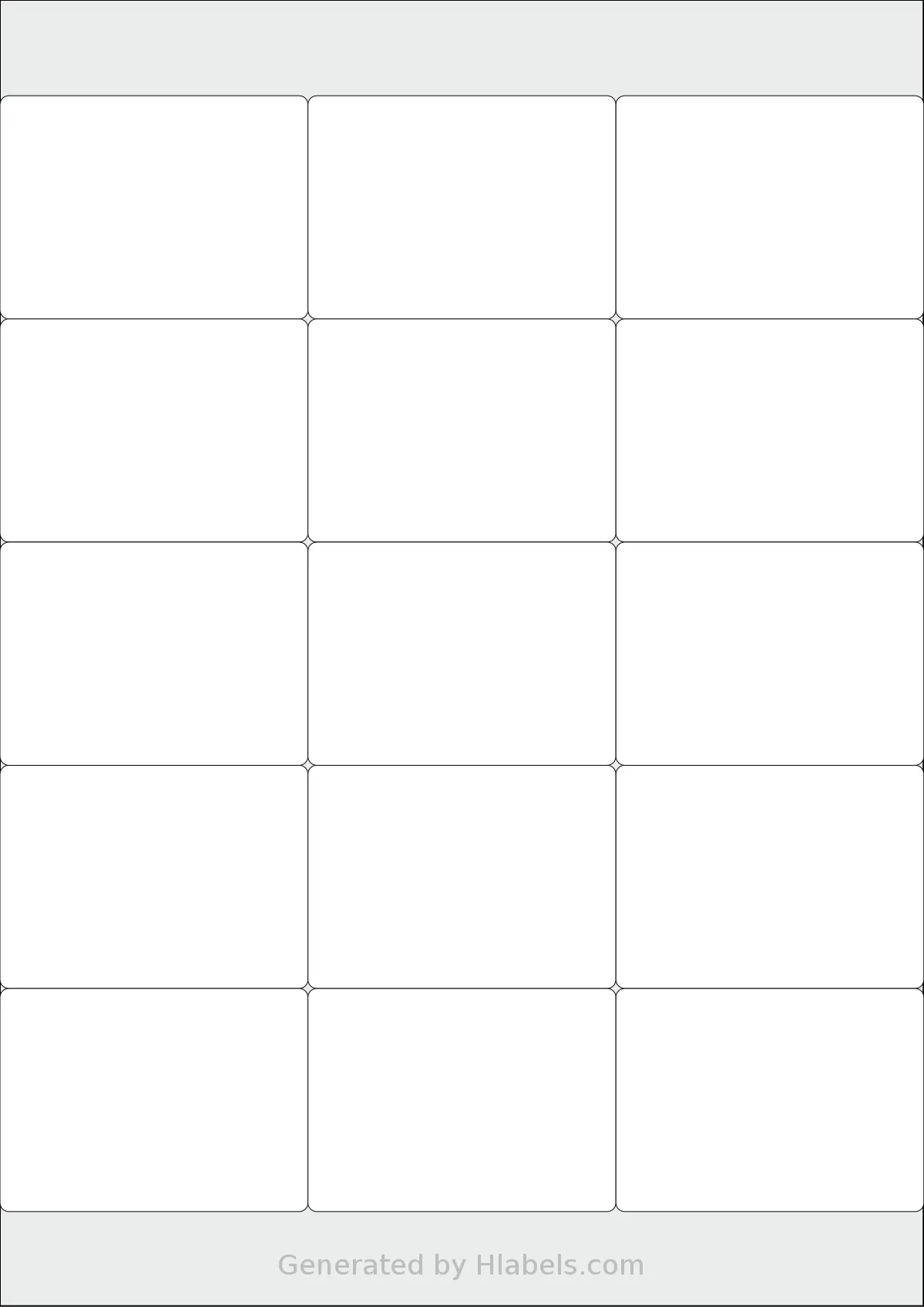 LabelPlanet® LP15-70S template with 15 rectangular 70 x 50.7 millimeter labels per sheet, on A4-size adhesive blank label sheets.