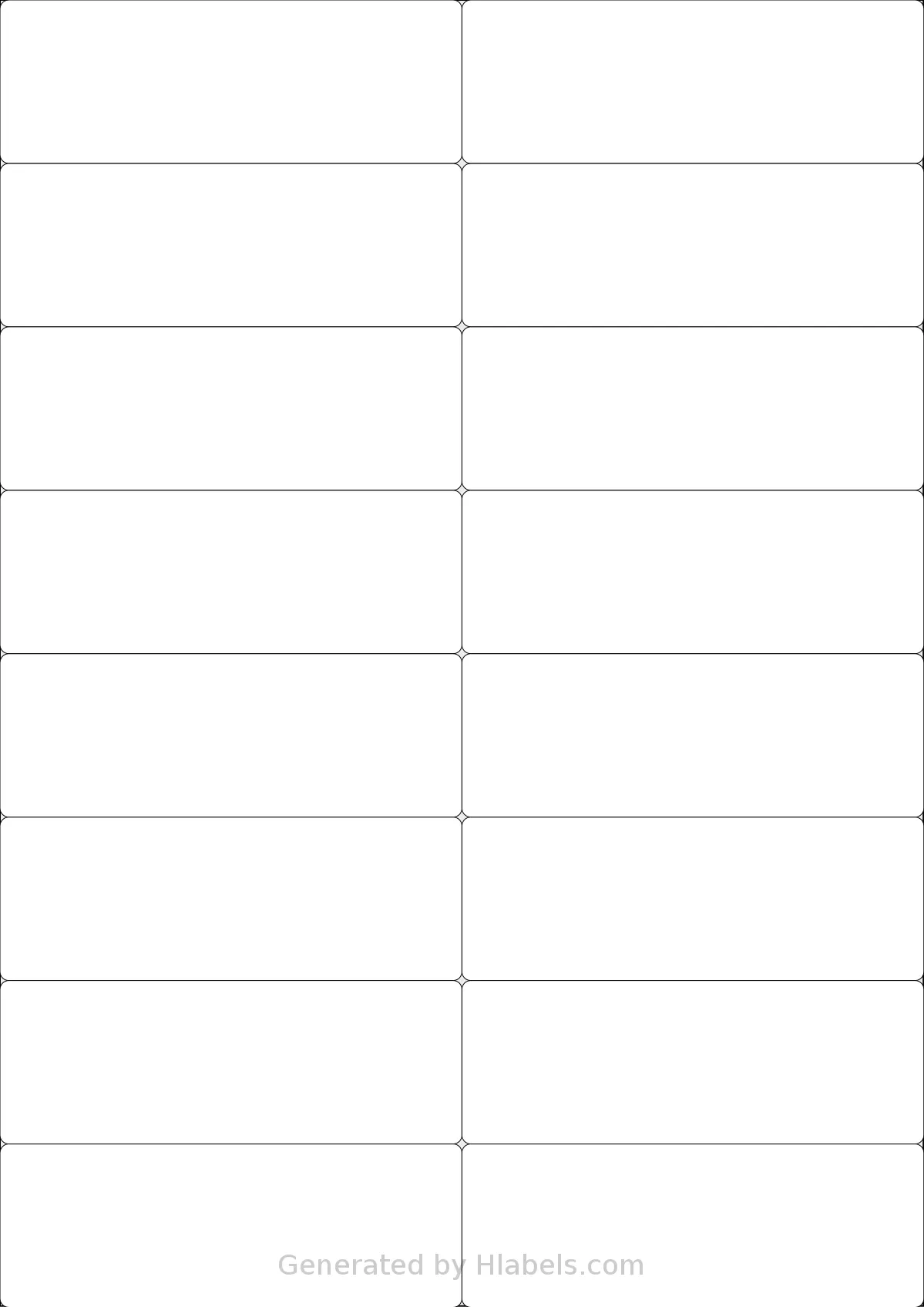 LabelPlanet® LP16-105 template with 16 rectangular 105 x 37.12 millimeter labels per sheet, on A4-size adhesive blank label sheets.