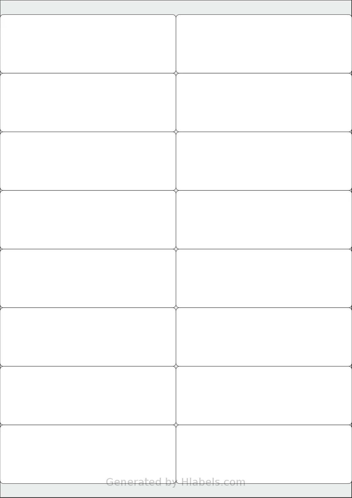 LabelPlanet® LP16-105S template with 16 rectangular 105 x 34.95 millimeter labels per sheet, on A4-size adhesive blank label sheets.