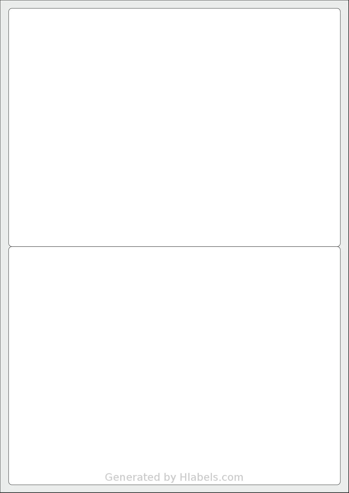 LabelPlanet® LP2-199 template with 2 rectangular 199.6 x 143.5 millimeter labels per sheet, on A4-size adhesive blank label sheets.
