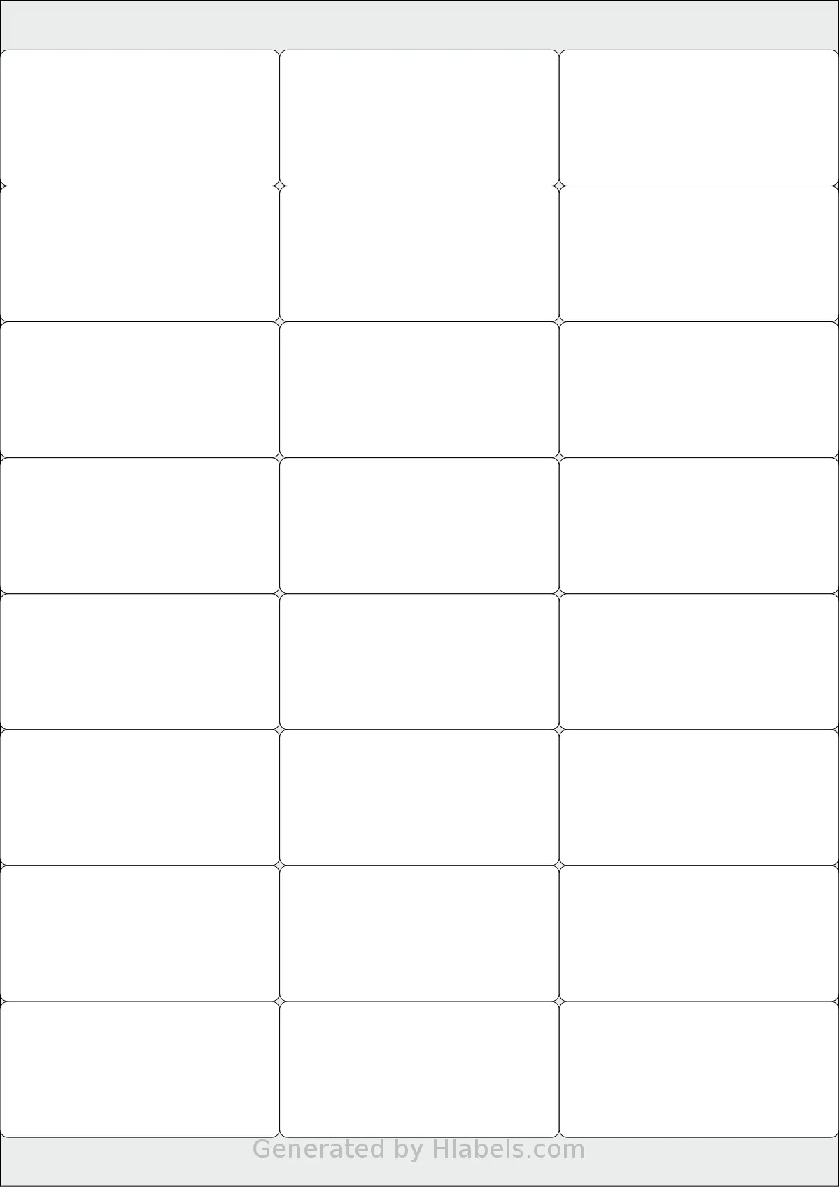 LabelPlanet® LP24-70LS template with 24 rectangular 70 x 34 millimeter labels per sheet, on A4-size adhesive blank label sheets.