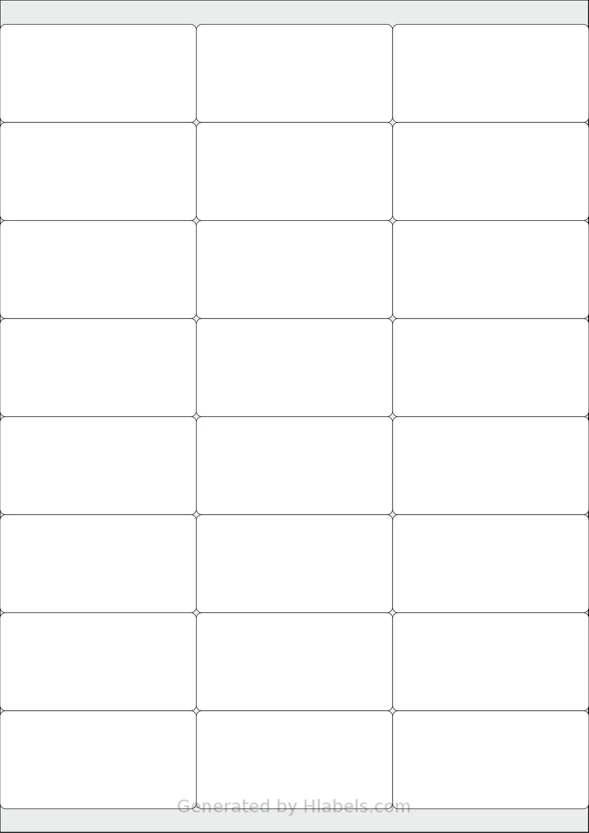 LabelPlanet® LP24-70S template with 24 rectangular 70 x 34.95 millimeter labels per sheet, on A4-size adhesive blank label sheets.