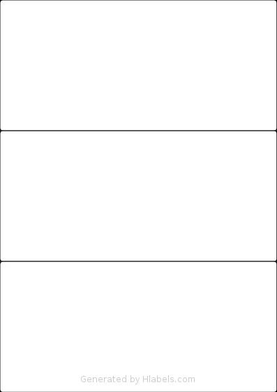 LabelPlanet® LP3-210 template with 3 rectangular 210 x 99 millimeter labels per sheet, on A4-size adhesive blank label sheets.