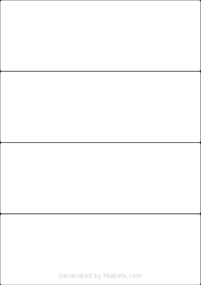 LabelPlanet® LP4-210 template with 4 rectangular 210 x 74.25 millimeter labels per sheet, on A4-size adhesive blank label sheets.