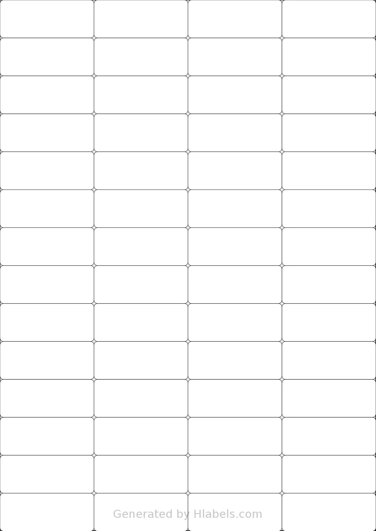 LabelPlanet® LP56-52 template with 56 rectangular 52.5 x 21.21 millimeter labels per sheet, on A4-size adhesive blank label sheets.