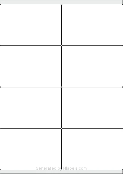 LabelPlanet® LP8-105S template with 8 rectangular 105 x 70.7 millimeter labels per sheet, on A4-size adhesive blank label sheets.