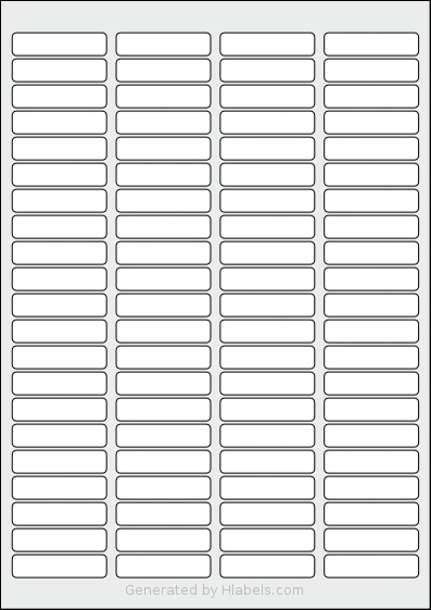 LabelPlanet® LP84-46 template with 84 rectangular 46 x 11.1 millimeter labels per sheet, on A4-size adhesive blank label sheets.
