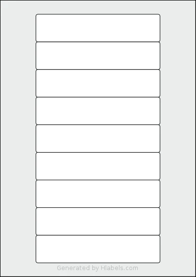 LabelPlanet® LP9-133 template with 9 rectangular 133 x 29.6 millimeter labels per sheet, on A4-size adhesive blank label sheets.