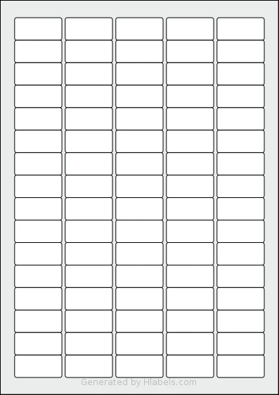 Labels4u® STW036017 template with 80 rectangular 35.6 x 16.9 millimeter labels per sheet, on A4-size adhesive blank label sheets.