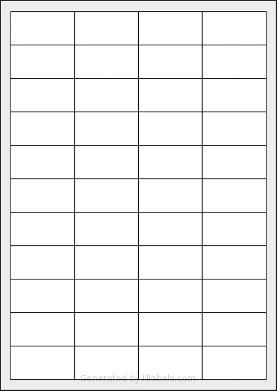 Labels4u® STW049025 template with 44 rectangular 48.5 x 25.4 millimeter labels per sheet, on A4-size adhesive blank label sheets.