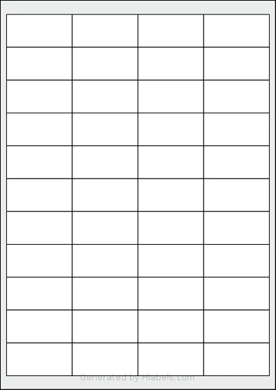 Labels4u® STW050025 template with 44 rectangular 50 x 25 millimeter labels per sheet, on A4-size adhesive blank label sheets.