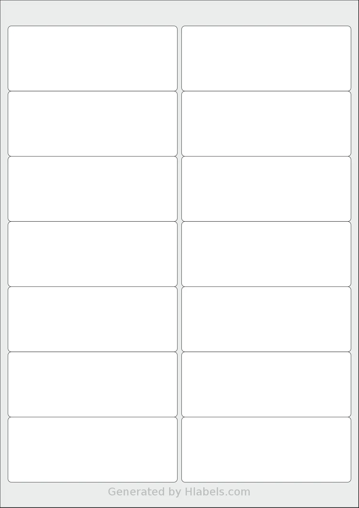 Labels4u® STW099038 template with 14 rectangular 99.1 x 38.1 millimeter labels per sheet, on A4-size adhesive blank label sheets.