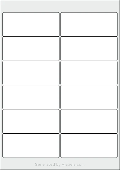 Labels4u® STW099042 template with 12 rectangular 99.1 x 42.3 millimeter labels per sheet, on A4-size adhesive blank label sheets.