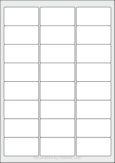 LotusLabels® LL24 Template LotusLabels® LL24 template with 24 rectangular 63.5 x 33.9 millimeter labels per sheet, on A4-size adhesive blank label sheets.