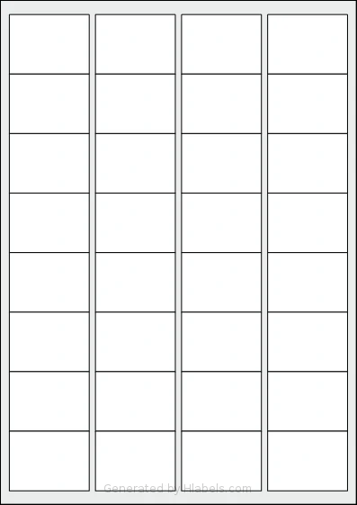 Megastar® LP4MS-4735 template with 32 rectangular 47 x 35 millimeter labels per sheet, on A4-size adhesive blank label sheets.