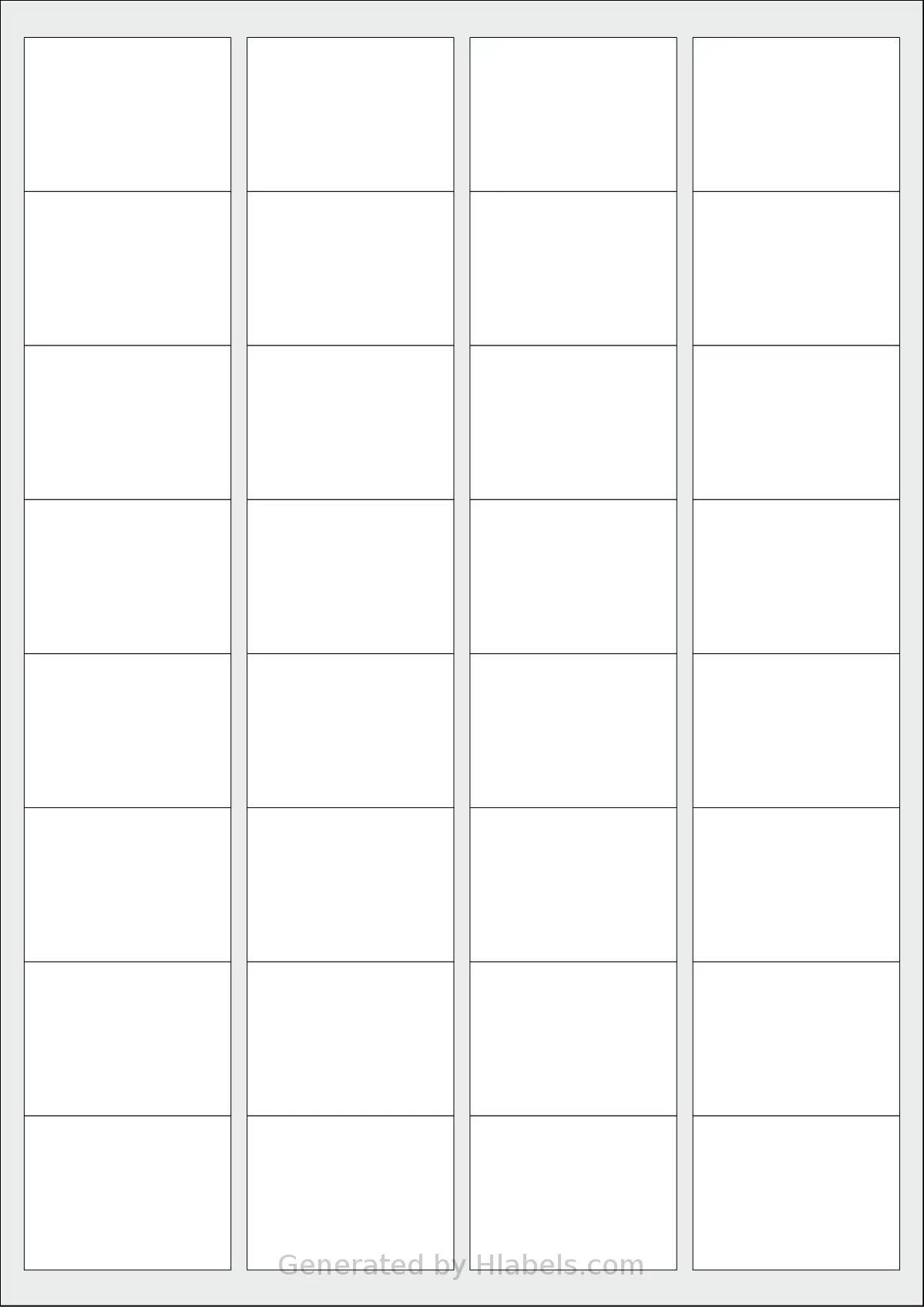Megastar® LP4MS-4735 template with 32 rectangular 47 x 35 millimeter labels per sheet, on A4-size adhesive blank label sheets.
