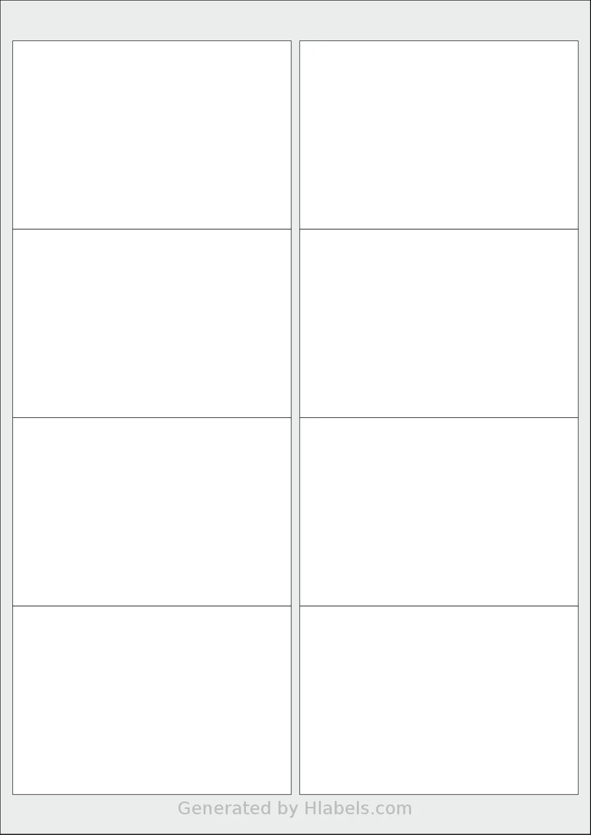 Megastar® LP4MS-9967 template with 8 rectangular 99 x 67 millimeter labels per sheet, on A4-size adhesive blank label sheets.