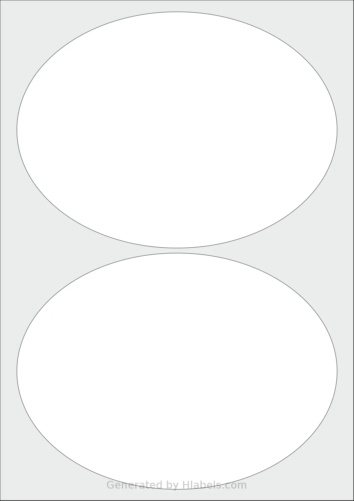 Monkeylabels® ML140190OVAL template with 2 oval 190 x 140 millimeter labels per sheet, on A4-size adhesive blank label sheets.