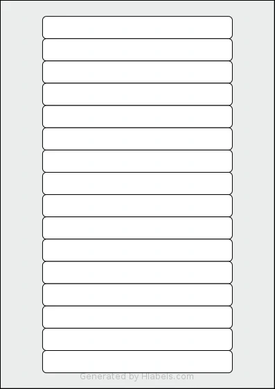 Monkeylabels® ML17145 template with 16 rectangular 145 x 17 millimeter labels per sheet, on A4-size adhesive blank label sheets.