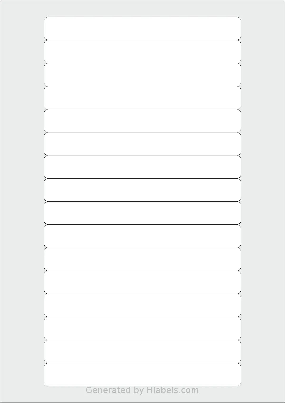 Monkeylabels® ML17145 template with 16 rectangular 145 x 17 millimeter labels per sheet, on A4-size adhesive blank label sheets.