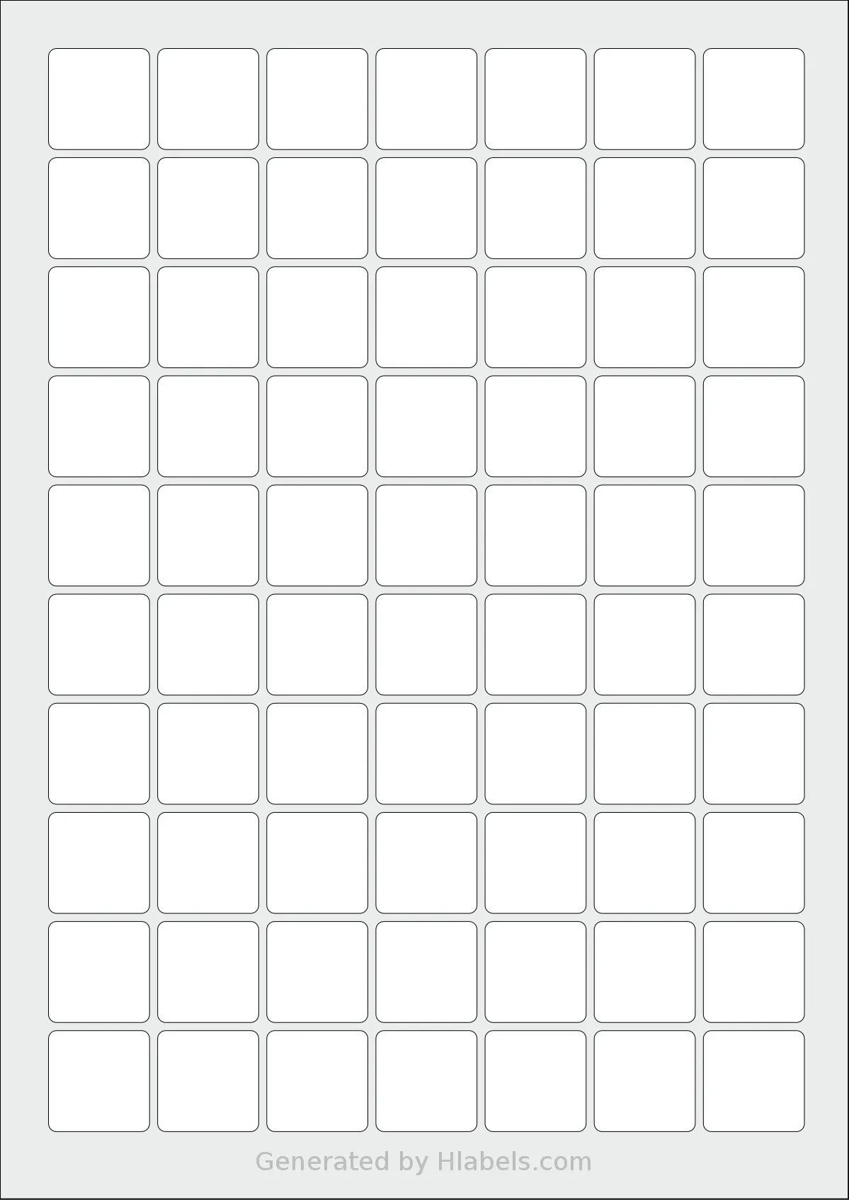 Monkeylabels® ML2080 template with 70 square 25 x 25 millimeter labels per sheet, on A4-size adhesive blank label sheets.