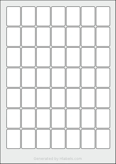 Monkeylabels® ML2535 template with 49 rectangular 25 x 35 millimeter labels per sheet, on A4-size adhesive blank label sheets.