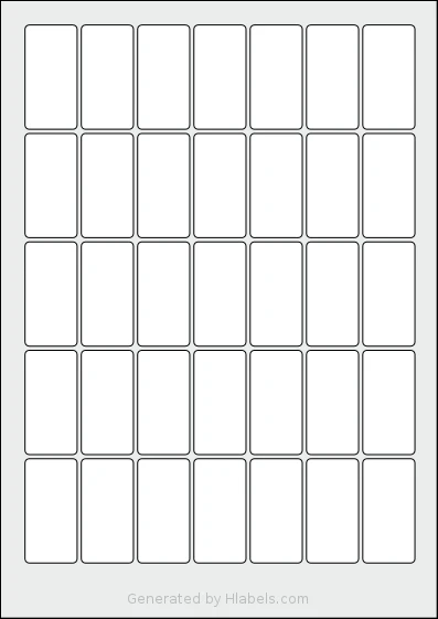 Monkeylabels® ML2550 template with 35 rectangular 25 x 50 millimeter labels per sheet, on A4-size adhesive blank label sheets.