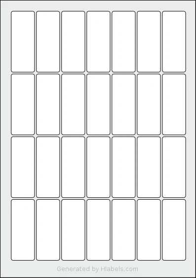 Monkeylabels® ML2565 template with 28 rectangular 25 x 65 millimeter labels per sheet, on A4-size adhesive blank label sheets.