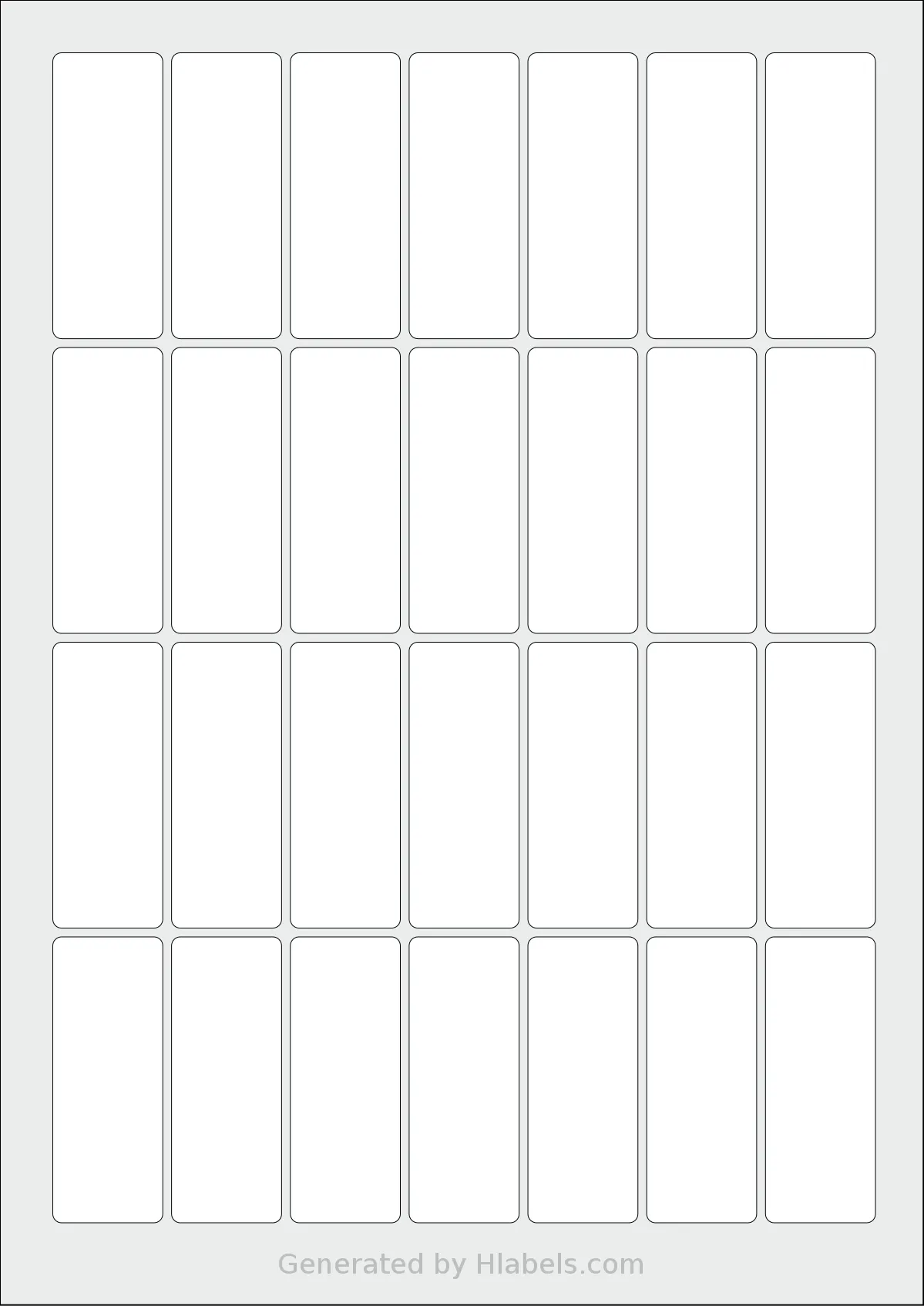 Monkeylabels® ML2565 template with 28 rectangular 25 x 65 millimeter labels per sheet, on A4-size adhesive blank label sheets.