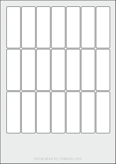 Monkeylabels® ML2575 template with 21 rectangular 25 x 75 millimeter labels per sheet, on A4-size adhesive blank label sheets.